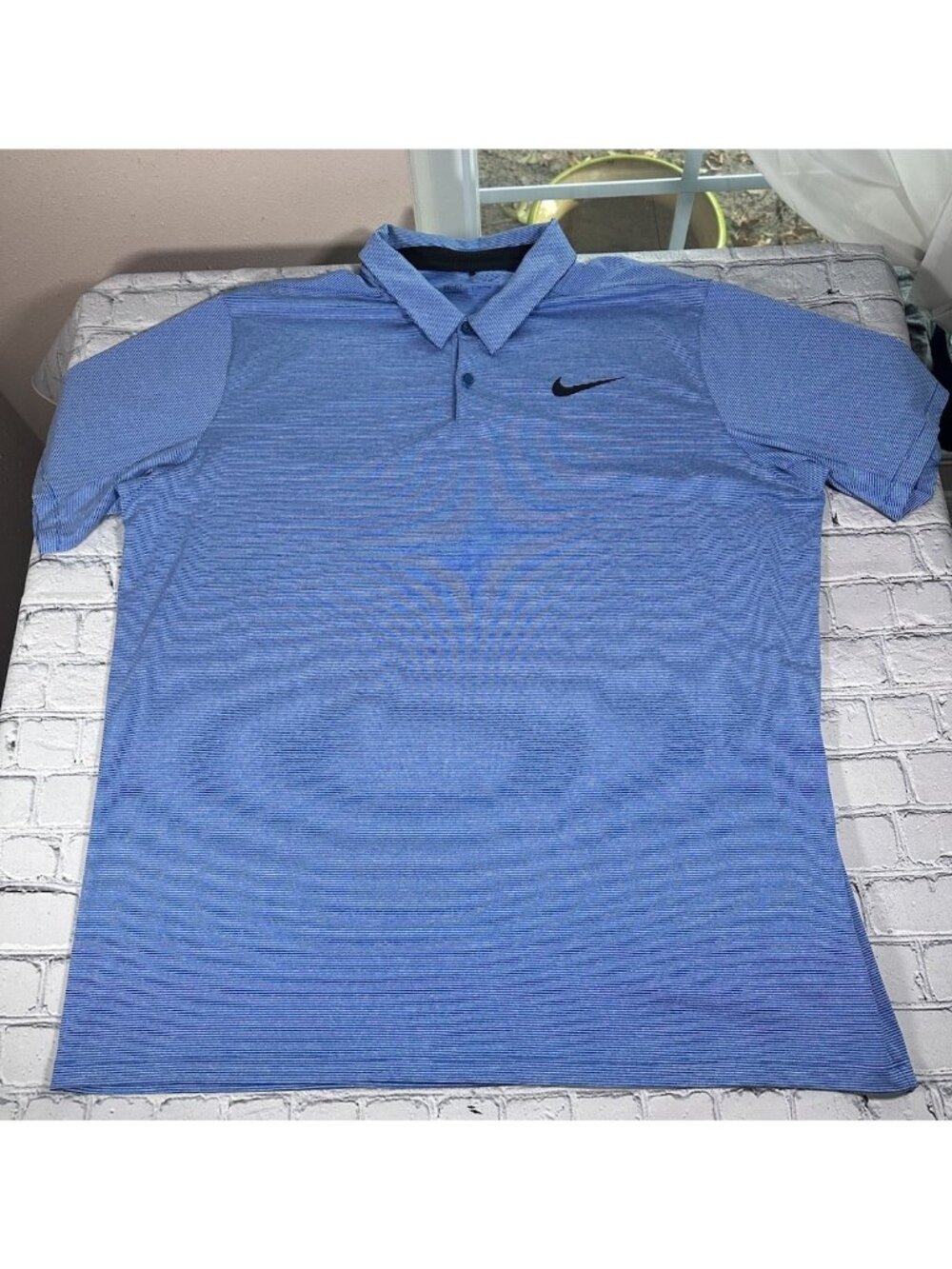 Nike Golf Dri-Fit Standard Fit Blue Black Stripe Men's Size XXL Polo